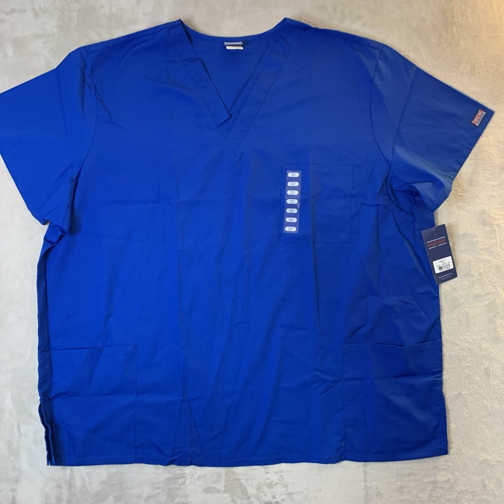 Cherokee Authentic Workwear New Scrub Top Unisex Royal Blue 4XL 2 Pockets